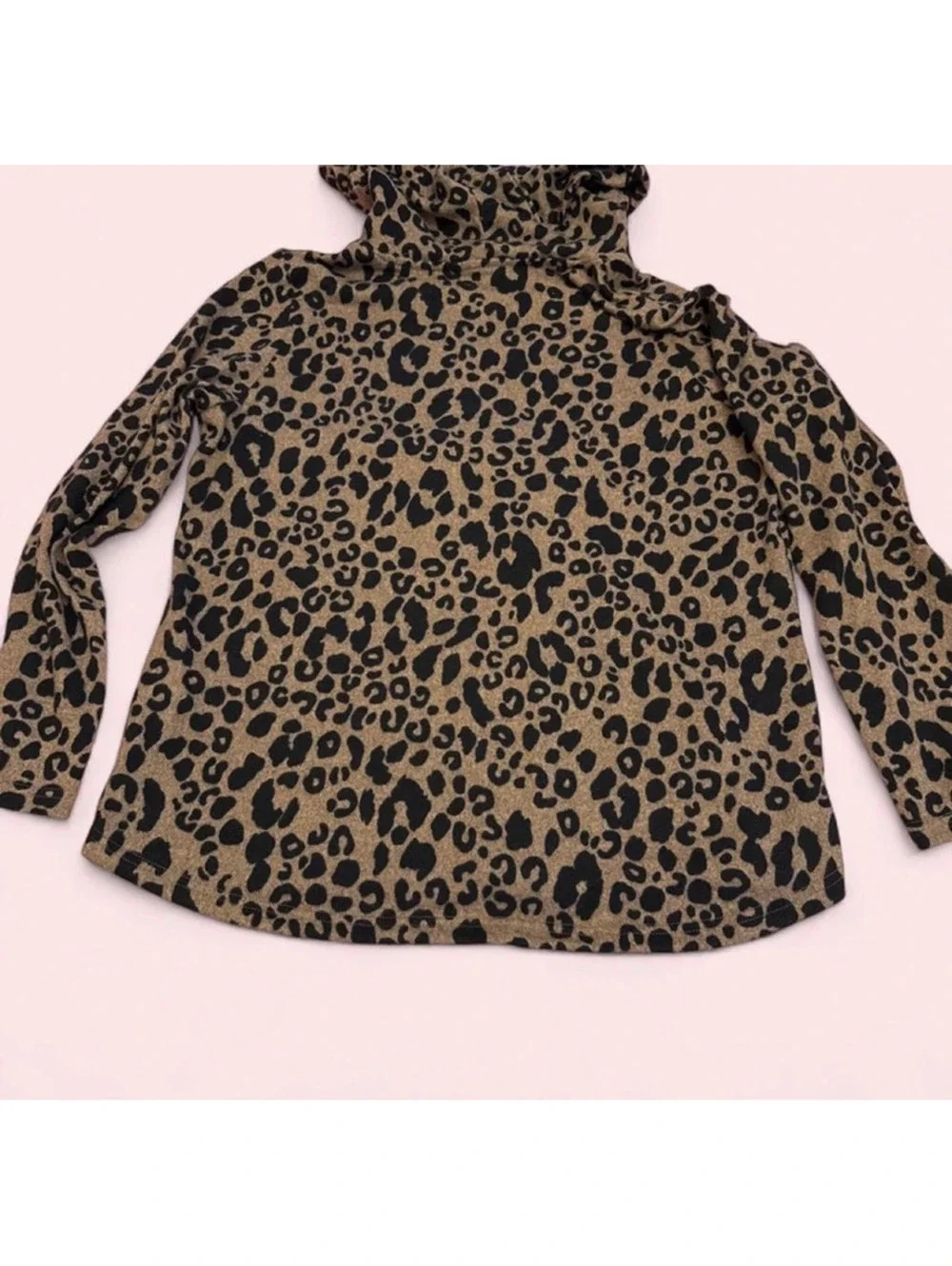Leopard print turtleneck sweater
